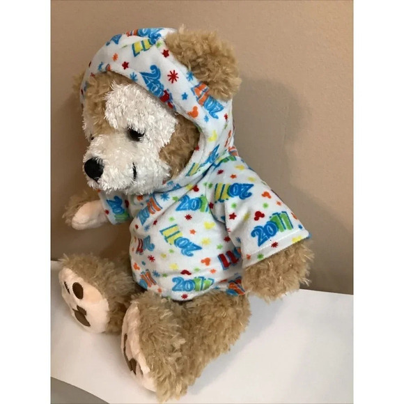 The Disney Duffy Bear 2011 Disney Parks Plush With New Years Hoodie. Preloved - Picture 3 of 9